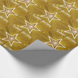 Gold Star Print Saison Grüße Weißer Text Geschenkpapier