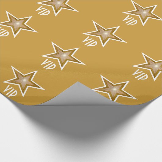 Gold Star-Print VIP Gold Geschenkpapier (Ecke)