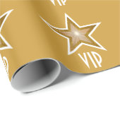 Gold Star-Print VIP Gold Geschenkpapier (Rolleneckpunkt)