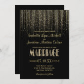 Gold Star Regendusche & Black Wedding Einladung (Vorne/Hinten)