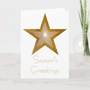 Gold Star 'Saison's Greetings' Karte weiß