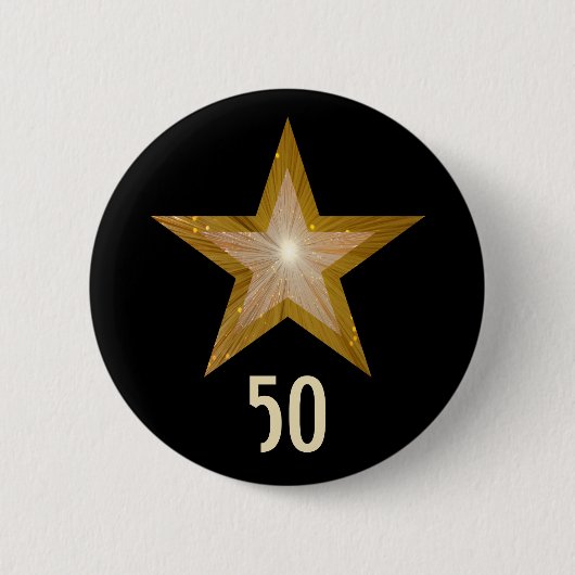 "Gold"-Star-Schaltfläche "Alter" schwarz Button (Vorderseite)