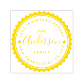 Gold Star & Script Round Typografy Rücksendeadress Permastempel (Design)