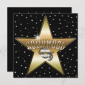 Gold Star Silver Old Hollywood Sparkle Einladung (Vorne/Hinten)
