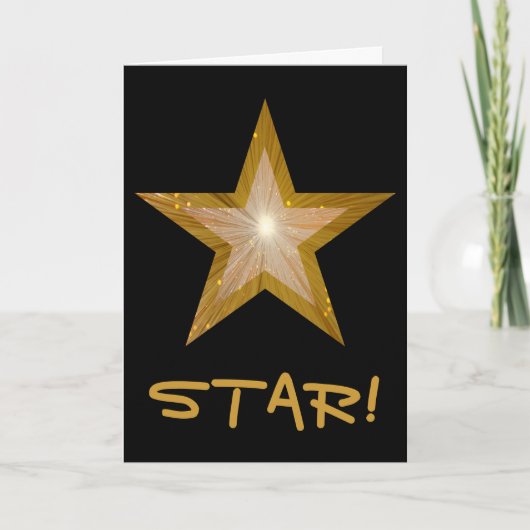 Gold Star 'STAR!' 'Danke, die Karte schwarz vertik (Vorderseite)