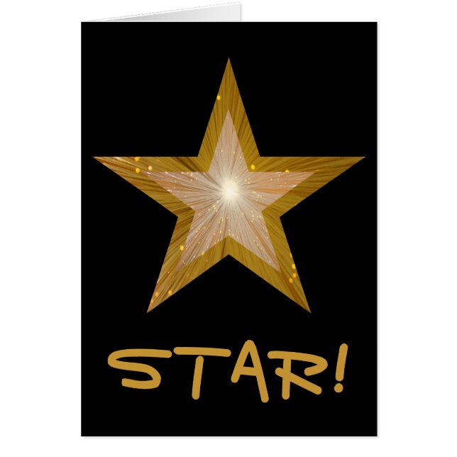 Gold Star 'STAR' 'Happy Birthday' Karte schwarz (Vorne)