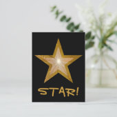 Gold Star 'STAR' Postkarte schwarz (Stehend Vorderseite)