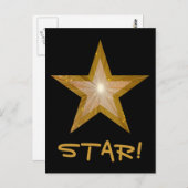 Gold Star 'STAR' Postkarte schwarz (Vorne/Hinten)