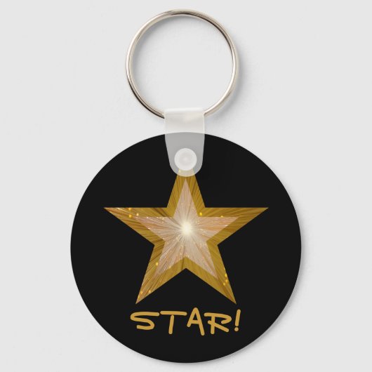 Gold Star 'STAR' Schlüsselanhänger schwarz (Vorderseite)