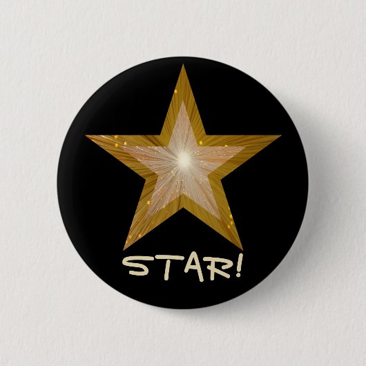 "Gold" Star 'STAR' Taste schwarz! Button (Vorderseite)