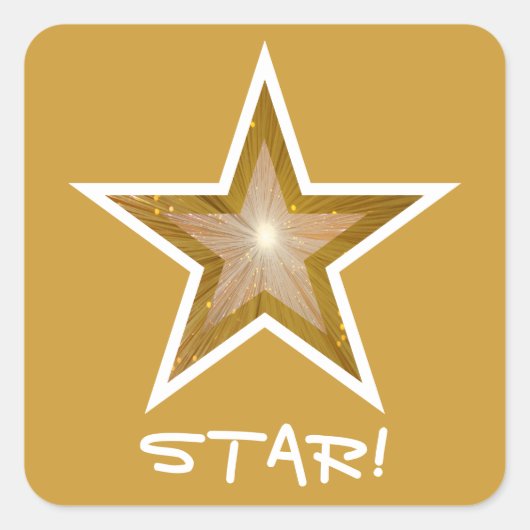 "Gold" Star "STAR" viereckiger Aufkleber gelb (Vorderseite)