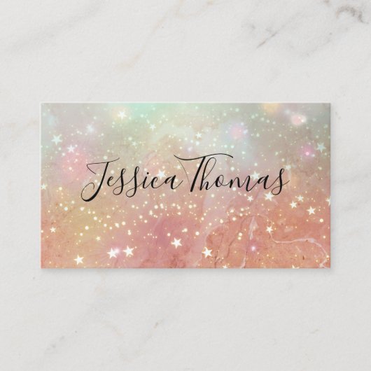 Gold-Star-Staub | Rosa Marmor Visitenkarte (Vorderseite)