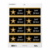 "Gold" Star Stripe "Happy Birthday" große schwarz (Vorne)