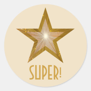 Gold Star "SUPER" Rundaufkleber Runder Aufkleber