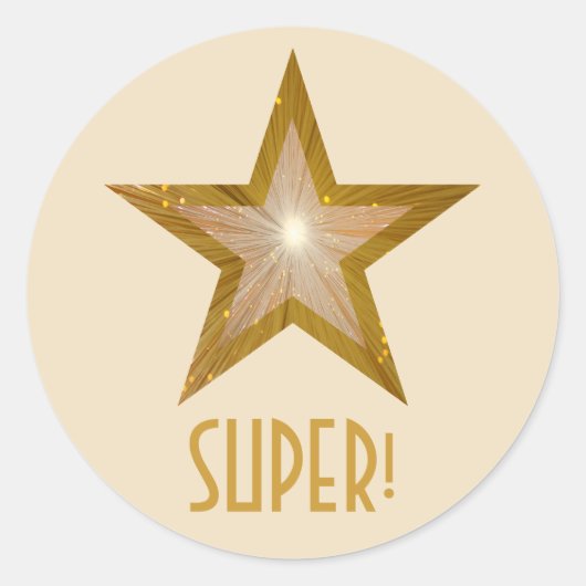 Gold Star "SUPER" Rundaufkleber Runder Aufkleber (Vorderseite)