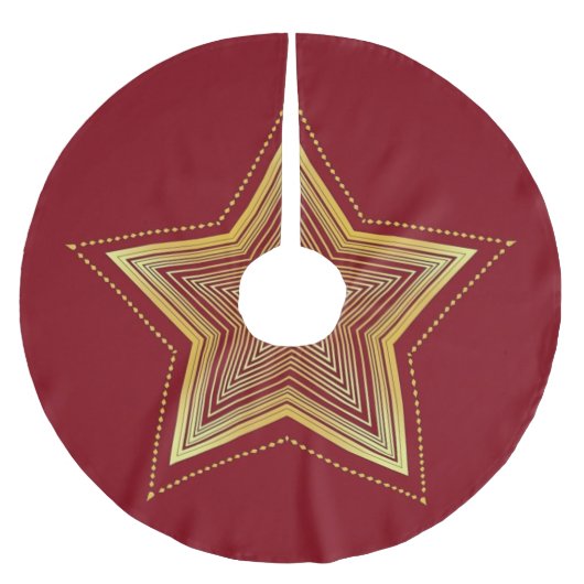Gold Star Tree Skirt Polyester Weihnachtsbaumdecke (Vorderseite)