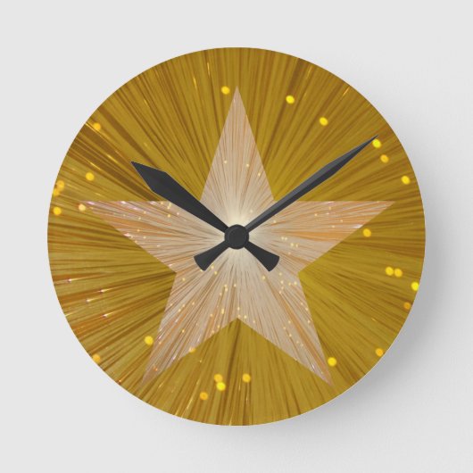 Gold-Star-Uhr Runde Wanduhr (Vorderseite)