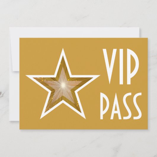 Gold Star "VIP PASS" Einladung Gold Horizontale (Vorderseite)