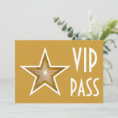 Gold Star "VIP PASS" Einladung Gold Horizontale (Stehend Vorderseite)