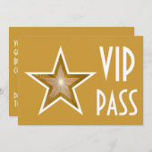 Gold Star "VIP PASS" Einladung Gold Horizontale (Vorne/Hinten)