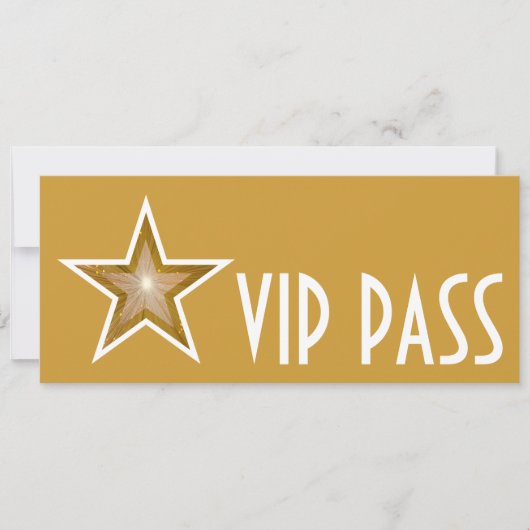 Gold Star "VIP PASS" Einladung Gold lang (Vorderseite)