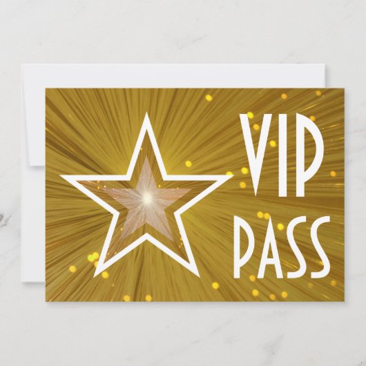 Gold Star "VIP PASS" Einladung horizontal (Vorderseite)