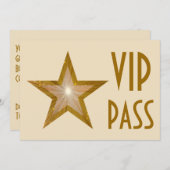 Gold Star "VIP PASS" Einladung Sahne horizontal (Vorne/Hinten)