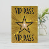 Gold Star "VIP PASS" Einladung schwarz (Stehend Vorderseite)