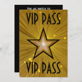 Gold Star "VIP PASS" Einladung schwarz (Vorne/Hinten)