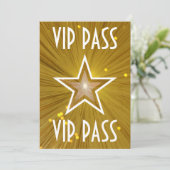 Gold Star "VIP PASS" Einladung weiß (Stehend Vorderseite)