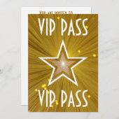 Gold Star "VIP PASS" Einladung weiß (Vorne/Hinten)