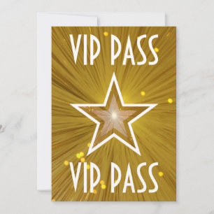 Gold Star "VIP PASS" Einladung weiß