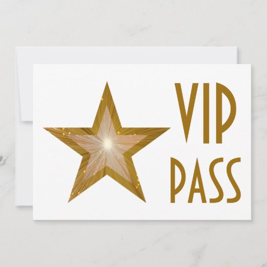 Gold Star "VIP PASS" Einladung weiß horizontale (Vorderseite)