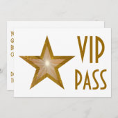 Gold Star "VIP PASS" Einladung weiß horizontale (Vorne/Hinten)