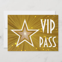 Gold Star "VIP PASS" horizontale weiße Rückseite