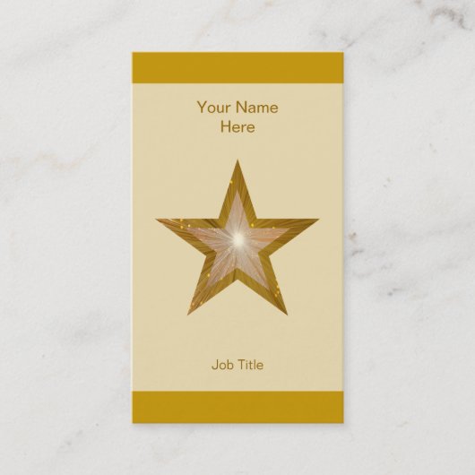Gold Star Visitenkarten Creme Streifen vertikal Visitenkarte (Vorderseite)