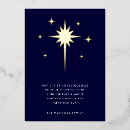 Gold Star von Bethlehem auf Midnight Blue Christma Folien Feiertagskarte