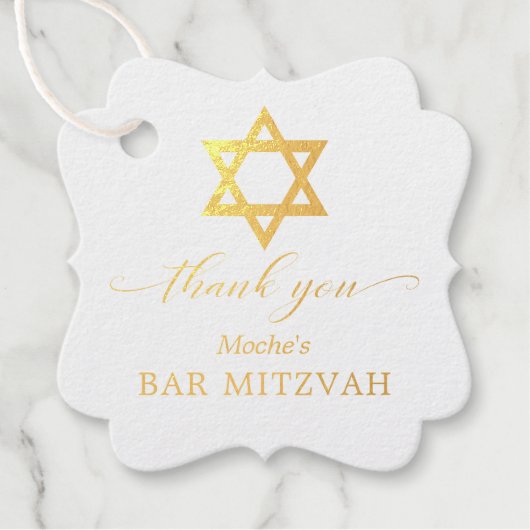 Gold Star von David Bar Mitzvah Boy Vielen Dank Geschenkanhänger (Vorderseite)