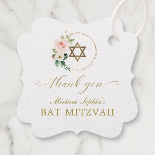 Gold Star von David Bat Mitzvah Vielen Dank Geschenkanhänger (Rückseite)