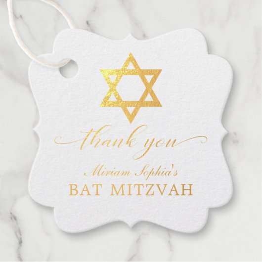 Gold Star von David Bat Mitzvah Vielen Dank Geschenkanhänger (Vorderseite)