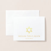 Gold Star von David echtes Beileid Vielen Dank Folienkarte (Vorderseite mit Umschlag)