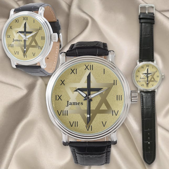 Gold Star von David mit Black Cross Armbanduhr (Von Creator hochgeladen)