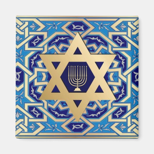 Gold Star von David und Menorah Hanukkah Geschenk Magnet (Vorne)