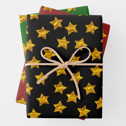 Gold Star Wrapping Paper - Elegantes Weihnachtsfes Geschenkpapier Set (Beispiel)