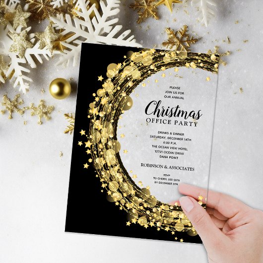 Gold Star Wreath Christmas Party Acryleinladungen