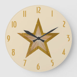 "Gold" Star "Zahlen" Uhr Rund-Creme