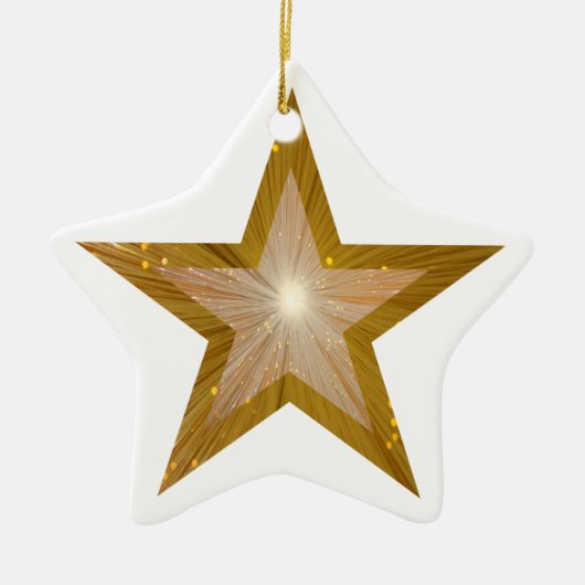 Gold Star Ziersternform weiß Keramik Ornament (Vorne)