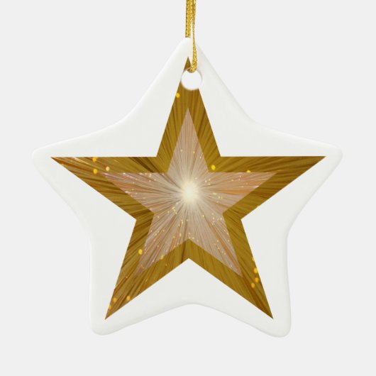 Gold Star Ziersternform weiß Keramik Ornament (Hinten)