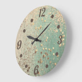 Gold Stardust auf Sea Green Große Wanduhr (Winkel)