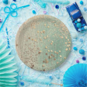 Gold Stardust auf Sea Green Pappteller (Party)